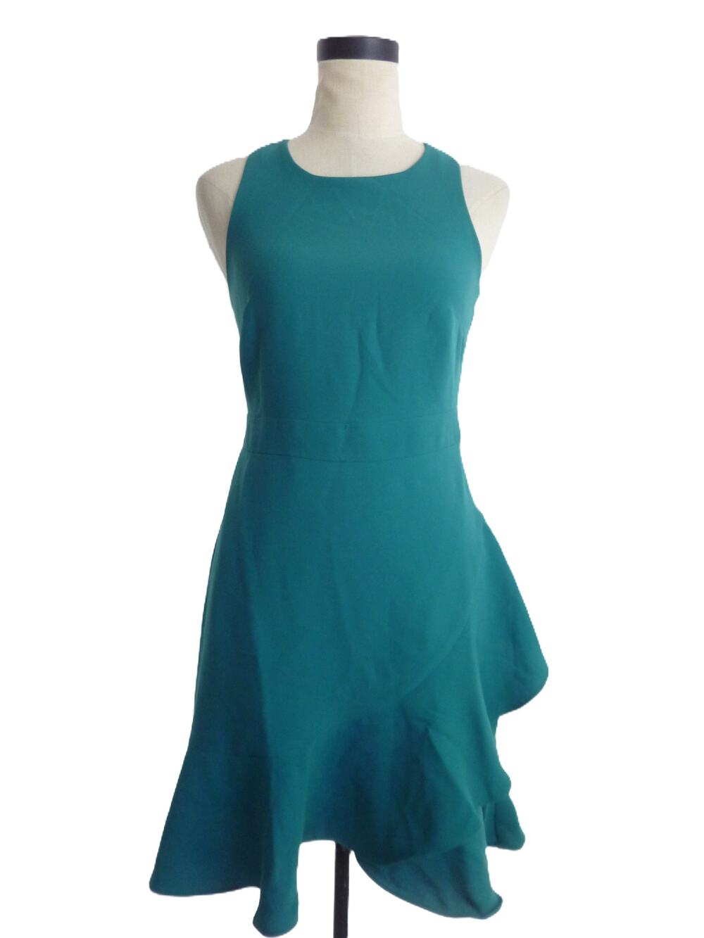 Banana Republic Teal Green Asymmetric Ruffle Trim Sleeveless Dress 0